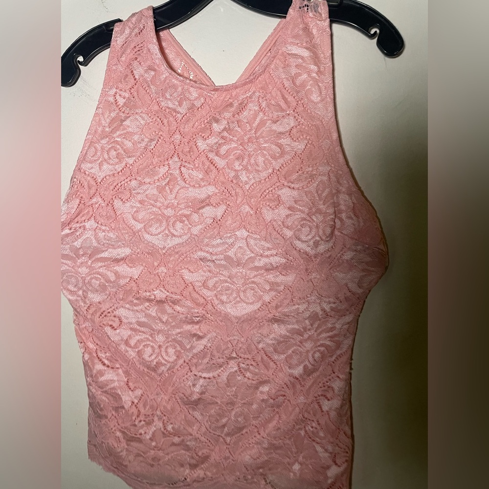 Pink Lace Sleeveless Top